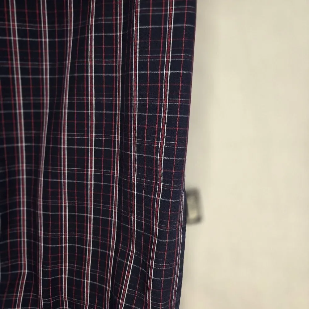 The North Face Men's Shirt Medium Navy Plaid Long Sleeve Button Down Casual‎